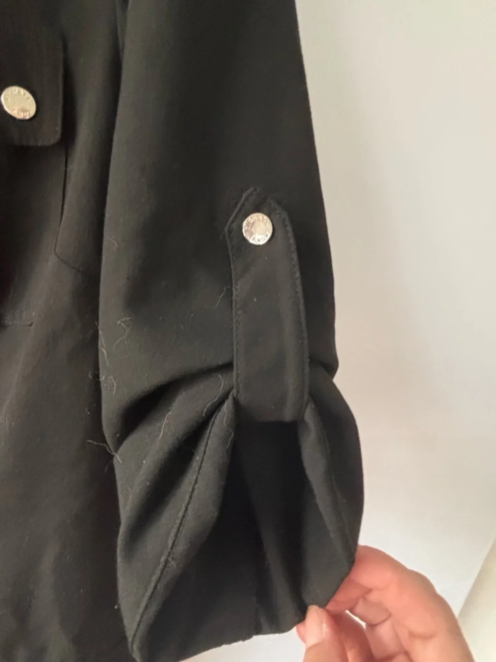 Michael Kors Black Zip-Front Midi Shirt Dress
